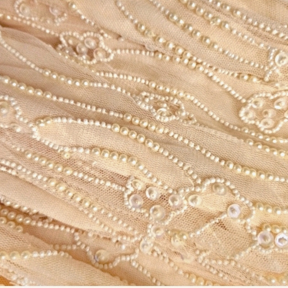 Vintage baby pink Sequin and pearl Maxi dress with gorgeous Mermaid bottom - Picture 8 of 9